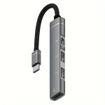 4-in-1 USB C Seadmete Laienendusjaam Alumiiniumkorpusega, pilka