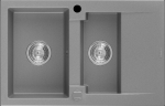 Mexen Gaspar 1,5-kauseline graniidist valamu &auml;ravoolualusega 737 x 475 mm, hall, kroomitud sifoon - 6507731505-71, Mexen Gaspar 1,5 kamerų granitinė plautuvė su la&scaron;intuvu 737 x 475 mm, pilka, chromuota sifonas - 6507731505-71