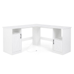 Nurgalaud L-kujuline arvutilaud 150x150x76 cm Valge hoiustamine