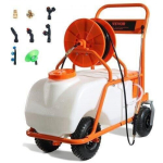 Mobiilne ratastel akupihusti &ndash; 60 L mahutavus, 12 V, 0&ndash;90 PSI, 4,1 l/min, pikk voolik