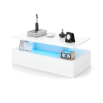 Kohvilaud 110x60x40 cm valge/must MDF LED-valgustus