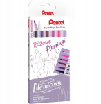 Pentel kahepoolsed markerid kalligraafia jaoks, 6 tk, roosa