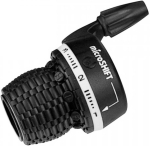 K&auml;iguvahetaja microSHIFT MS25 vasakpoolne 3-k&auml;iguline, Shimano-&uuml;hilduv, kummist k&auml;epide