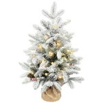 Mini j&otilde;ulupuu 60 cm, 35 LED-tulega, lume efektiga, mini-lauapuu k&auml;bidega, kunstlik j&otilde;ulupuu, valge