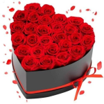 Stabiliseeritud rooside kimp Red Heart-27S, 27 punast roosi s&uuml;damekujulises karbis