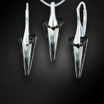 Naiste ehete komplekt &bdquo;Spike (Silver Night)&ldquo; koos Swarovski kristallidega