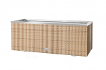 Alumiiniummetallist viimistlusega &otilde;ues olev pol&uuml;uretaanist lillepott, &otilde;lgedega, 108 cm x 39 cm x 43 cm