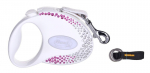 Automaatne jalutusrihm Flexi Glam Butterfly, valge, erinevad suurused