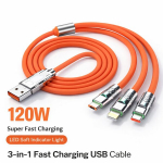 3-&uuml;hes 120 W kiirlaadimisega USB-kaabel, sobiv iPhone&rsquo;i ja Androidi seadmetele