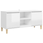 vidaXL puidust jalgadega telerikapp, k&otilde;rgl&auml;ikega valge, 103,5x35x50 cm