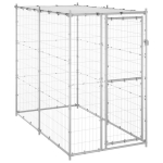 vidaXL katusega koeraaed, tsingitud teras, 110 x 220 x 180 cm