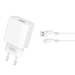 XO laadija 18W USB-C kaabliga, valge