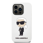 Karl Lagerfeldi silikoonist ikooniline iPhone 14 Pro Max kate - valge