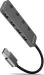 AXAGON HUE-MSA 4x USB3.2 Gen 1 SWITCH hub, metal, micro USB toite IN, 20cm USB-A kaabel