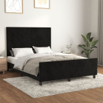 vidaXL voodiraam peatsiga, must, 140x200 cm, samet