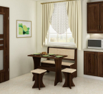 S&ouml;&ouml;gitoa komplekt koos taburettidega, tumepruun/kreem