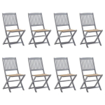 vidaXL kokkupandavad aiatoolid 8 tk patjadega, akaatsiapuit