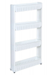 Mobiilne kapp ratastel, 4 riiulit, valge