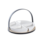 Aperitiivikomplekt - DKD Home Decor - Metall ja bambus - 21,5 x 21,5 x 14 cm - Valge/Must - T&auml;iskasvanutele
