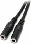 Slim Stereo Splitter Cable - STARTECH - Male 3.5 mm to 2 Female - Black - 20 cm