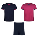 Unisex spordip&uuml;ksid: 2 T-s&auml;rki + 1 paar l&uuml;hikesi p&uuml;kse, sinine/roosa., M