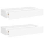 vidaXL sahtlitega seinariiulid, 2 tk, valge, 60x23,5x10 cm MDF