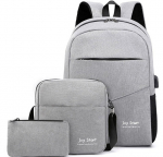 Koolikomplekt 3-&uuml;hes: v&ouml;&ouml;kott, rahakott, seljakott USB-&uuml;hendusega.