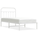 vidaXL metallist voodiraam peatsiga, valge, 90 x 190 cm