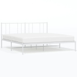 vidaXL metallist voodiraam peatsiga, valge, 180x200 cm