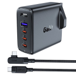 GaN UK 100W Power Delivery kiire laadija 3x USB C 1x USB - must