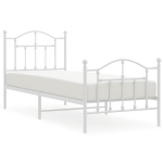 vidaXL metallist voodiraam peatsi ja jalutsiga, valge, 90 x 200 cm