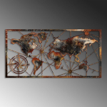 Wallity metallist seinakaunistus Maailmakaart - 3, 60 cm