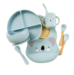 9-osaline silikoonist laste toidun&otilde;ude komplekt, helesinine