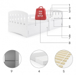 Lastevoodi BMS90BP, 80x200 cm, valge/hall