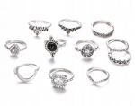 H&otilde;bedane RETRO PUNK BOHO 91 RETRO RINGIDE SET 91, Sidabrinis RETRO PUNK BOHO 91 RETRO žiedų rinkinys