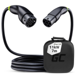 Green Cell Snap Type 2 EV laadimiskaabel 11 kW 7 m Tesla Model 3 S X Y, VW ID.3, ID.4, Kia EV6, Hyundai IONIQ 5, Ford Mach-E jaoks
