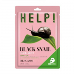 BERGAMO Abi! Black Snail Mask Sheet 25 ml - Pinguldav ja siluv lehtmask tigude lima abil BERGAMO HELP!