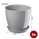 3x lillepott 20cm halli alusega kate
