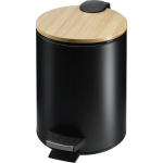 Vannitoa pr&uuml;gikast 3L Vannitoa bambusest must v&auml;ike metallist pedaaliga