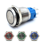 Sisse-v&auml;ljal&uuml;liti, LED-painutusnupp 18 mm 3-v&auml;rviline in-1 12V