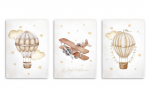 Plakatite komplekt lastetuppa Lennuk &otilde;hupall laste maalid BEige 50x70