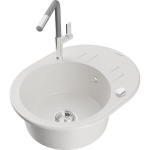 Graniidist valamu Mexen Kevin kuivatusresti ​​ja k&ouml;&ouml;gisegistiga Flora 6517-20-670401-06, valge