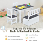 Costway 4-osaline laste istumisr&uuml;hm puidust istumisr&uuml;hm lastelaudade r&uuml;hm hall + valge