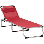 Outsunny p&auml;ikesevoodi aias lamamistool alumiiniumist kangast lamamistool l&otilde;&otilde;gastuda lamamistool 5-kordne reguleeritav kokkupandav ergonoomiline v&otilde;rkkangas punane 165 x 60 x 76 cm