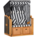Outsunny rannatool topelt lamamistool katus tassikott 5 astmeline seljatugi PE rotangist hall+valge 118x79x160cm