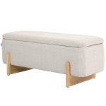 Panipaigaga taburet, vahtpolstriga istepink, linase imitatsiooniga, 111 x 44 x 44,5 cm, kreemvalge