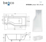 Vann Besco Integra, 150x75 cm, parempoolne