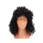 Must lokkis juustega parukas, 30 cm