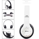 P47 Juhtmeta Bluetooth-k&otilde;rvaklapid mikrofoniga Kokkupandavad k&otilde;rvaklapid Bass HiFi Heli Muusika Stereok&otilde;rvaklapid nutitelefonidele Telem&auml;ng, baltas