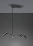 Trio ripplaelamp Marley 80cm, 4-osaline, GU10, matt must